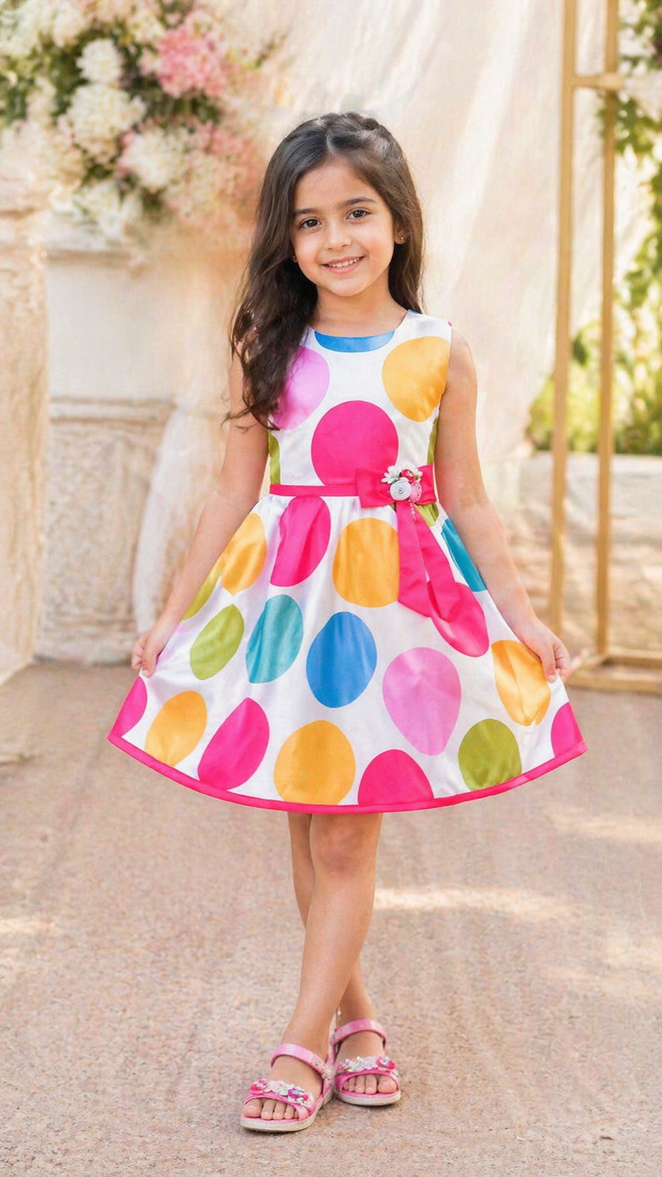 Pink Polka Dots Printed Dress