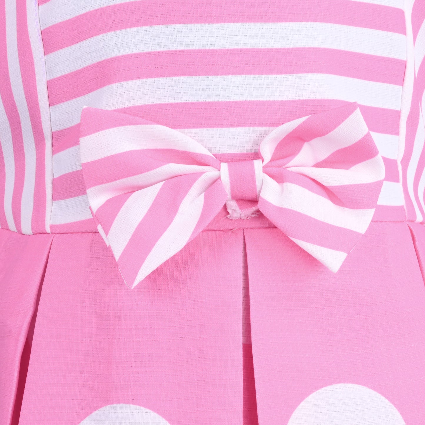Girls Striped and Polka Print Fit and Flare Frock Dress