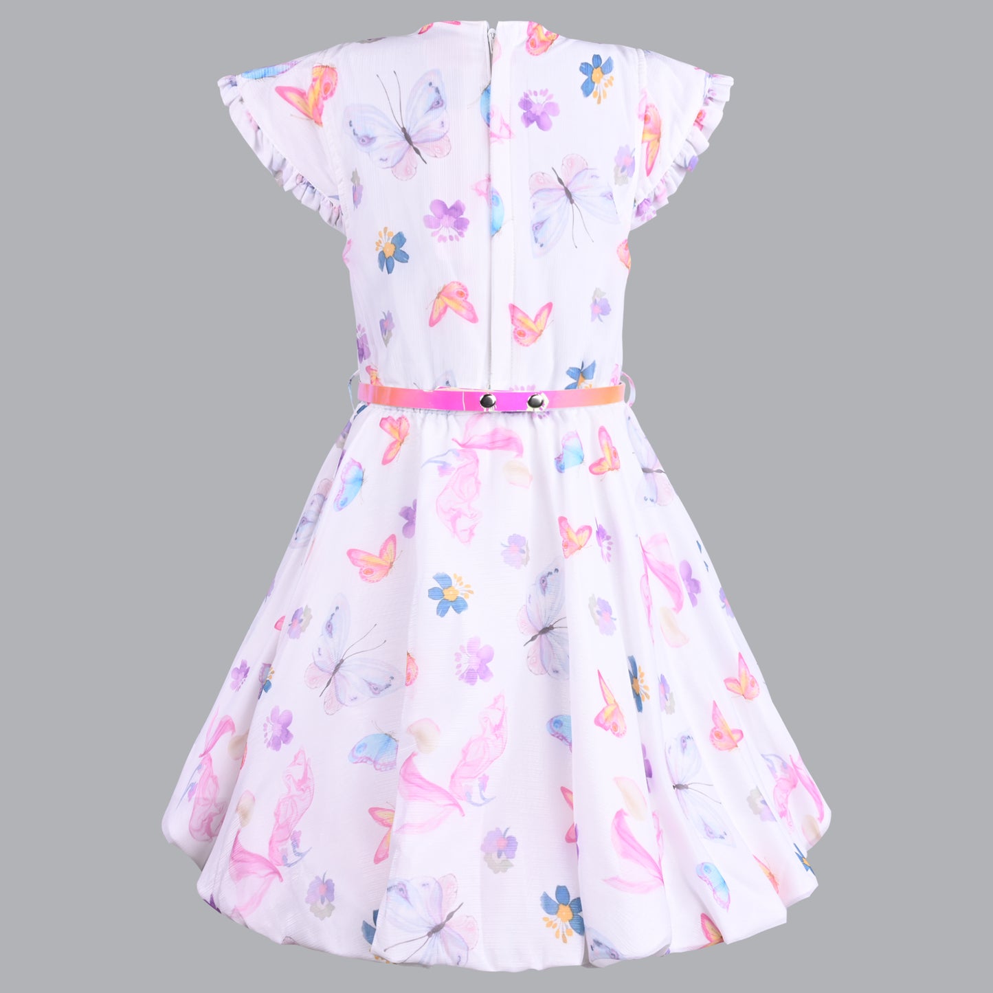 Girls Floral Print Cap Sleeve Fit and Flare Frock Dress
