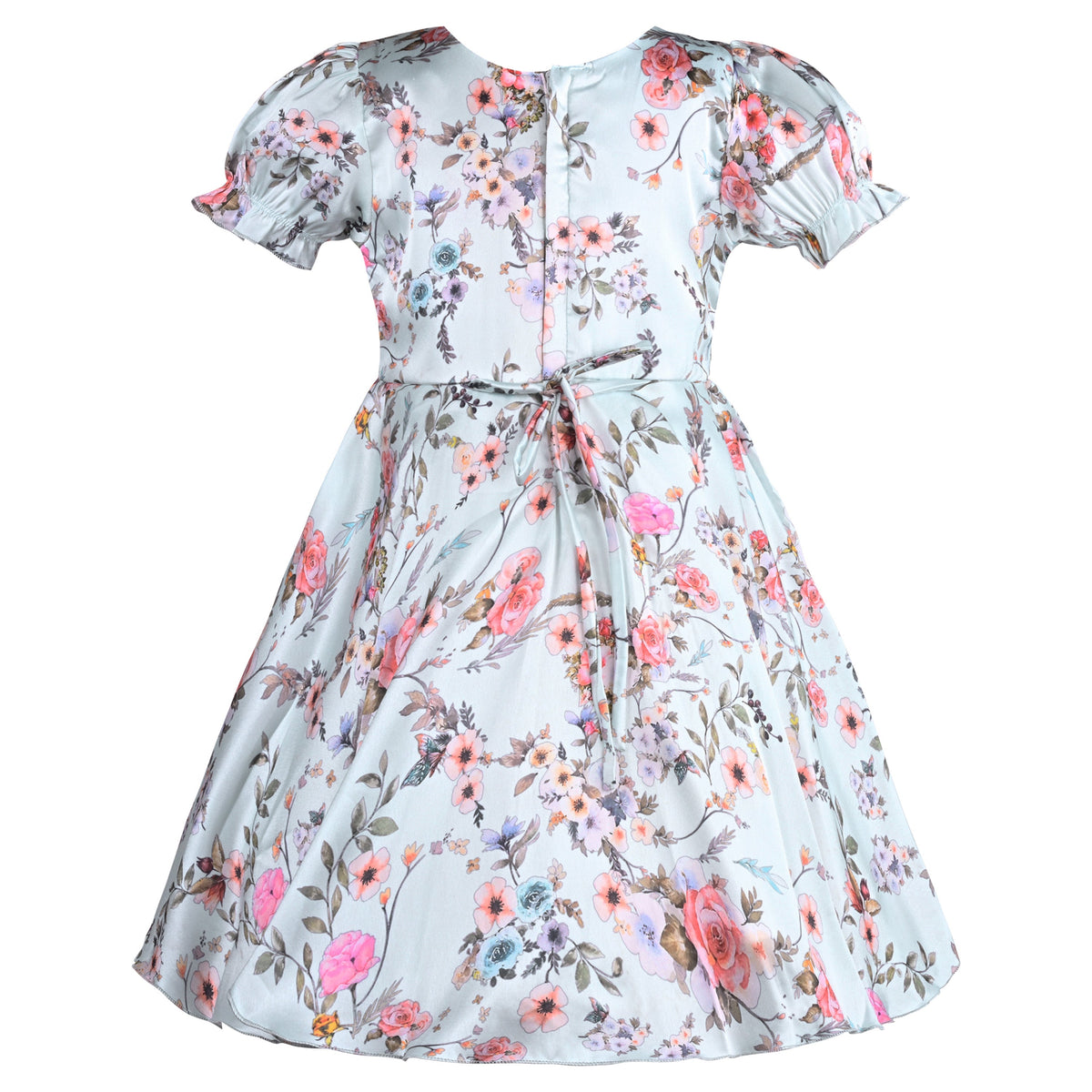 Girls Floral Casual Dress with Puff Sleeves