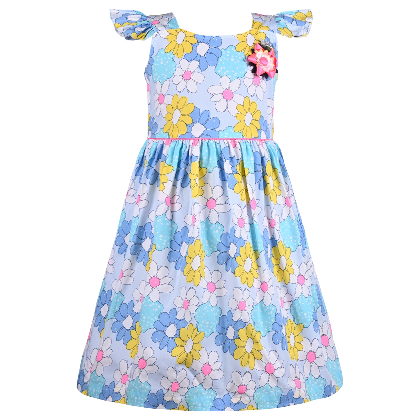 Girls Floral Print A-Line Frock Dress