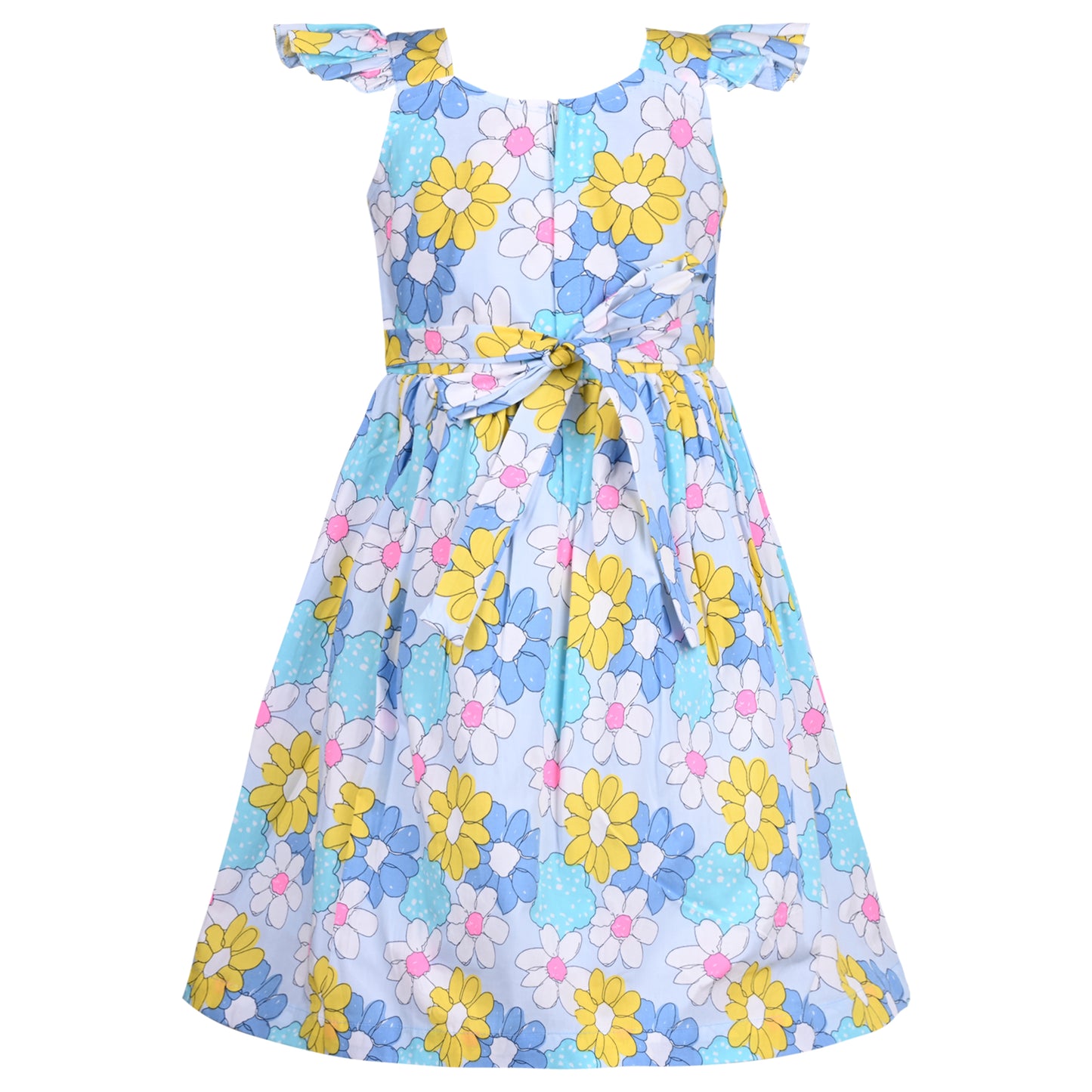 Girls Floral Print A-Line Frock Dress