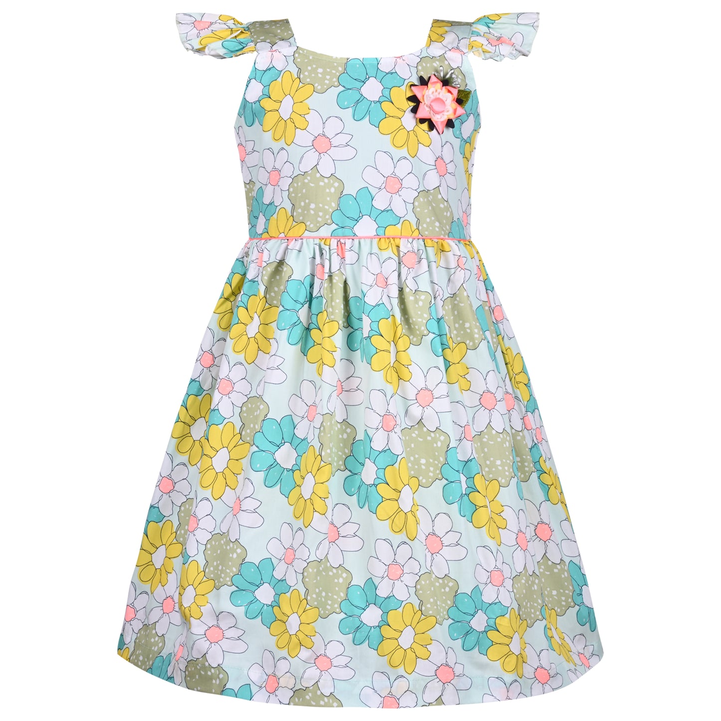 Girls Floral Print A-Line Frock Dress