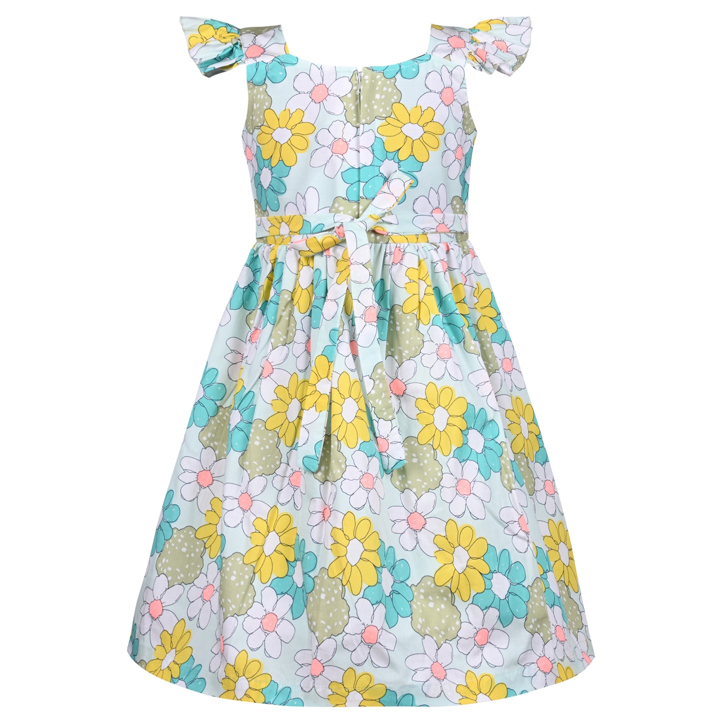 Girls Floral Print A-Line Frock Dress