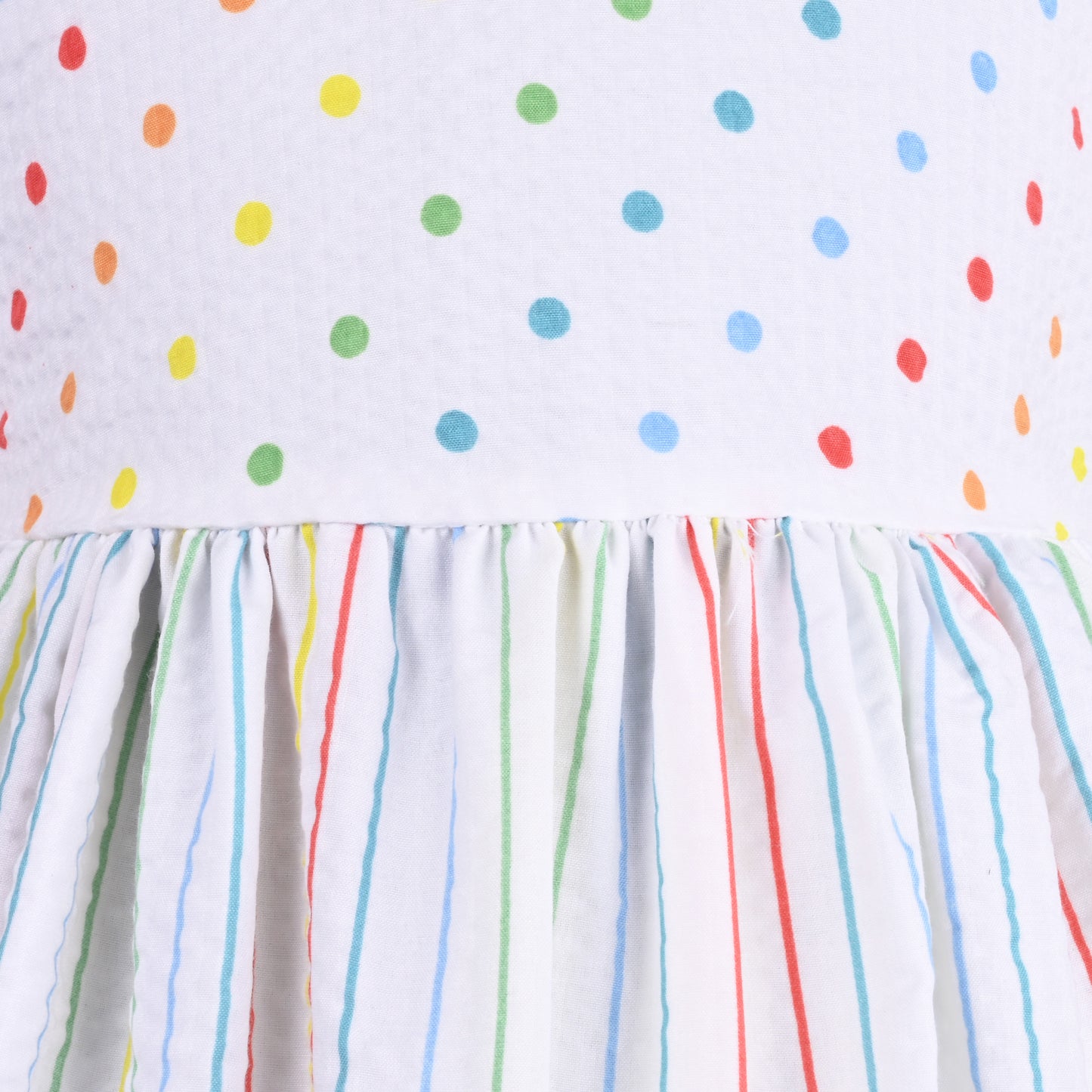 Girls Polka Print and Striped A-Line Frock Dress