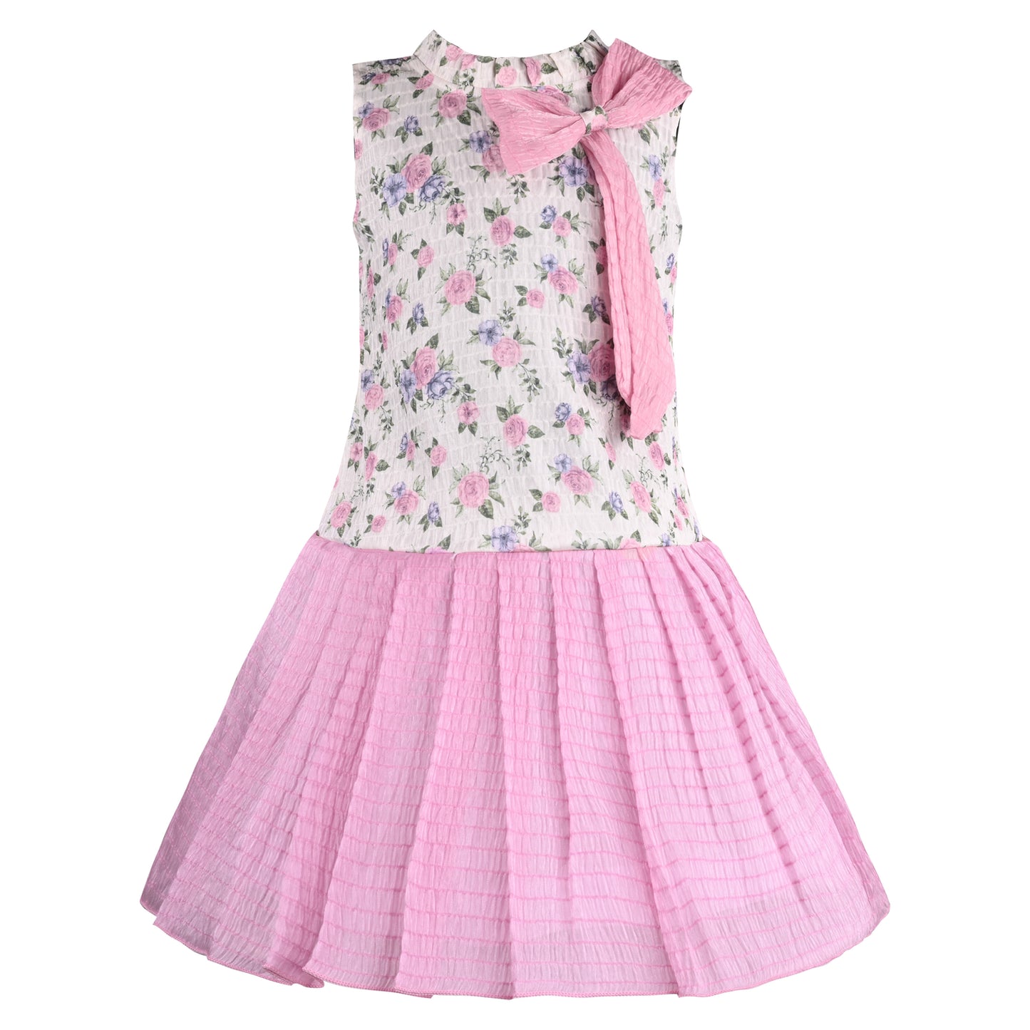 Girls Floral Print Fit and Flare Frock Dress