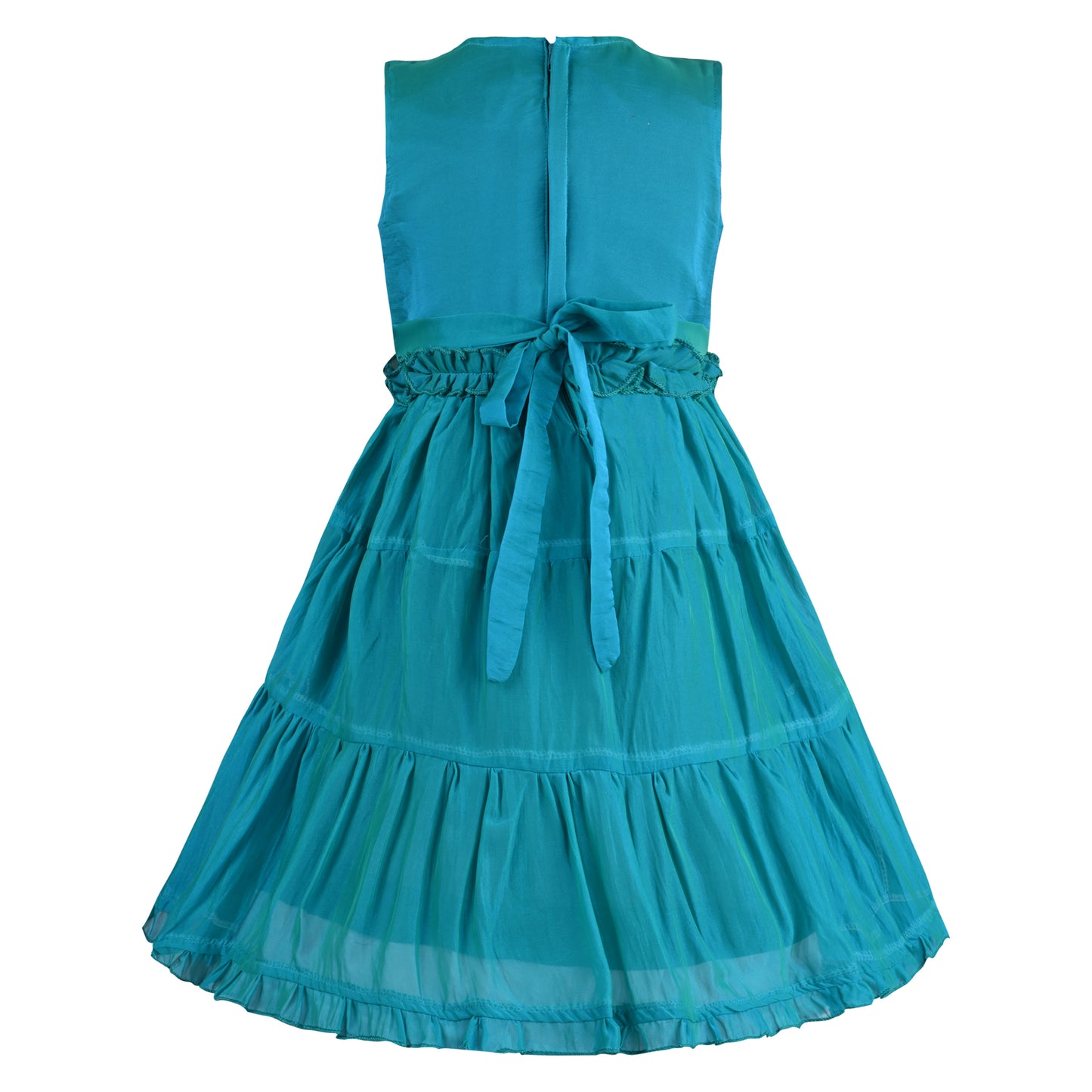 Girls Solid Pleated A-Line Frock Dress