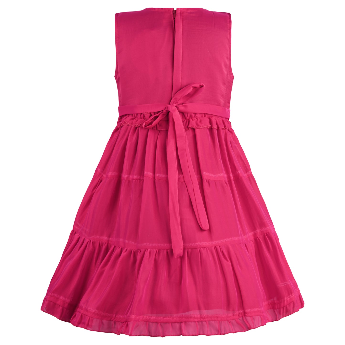 Girls Solid Pleated A-Line Frock Dress