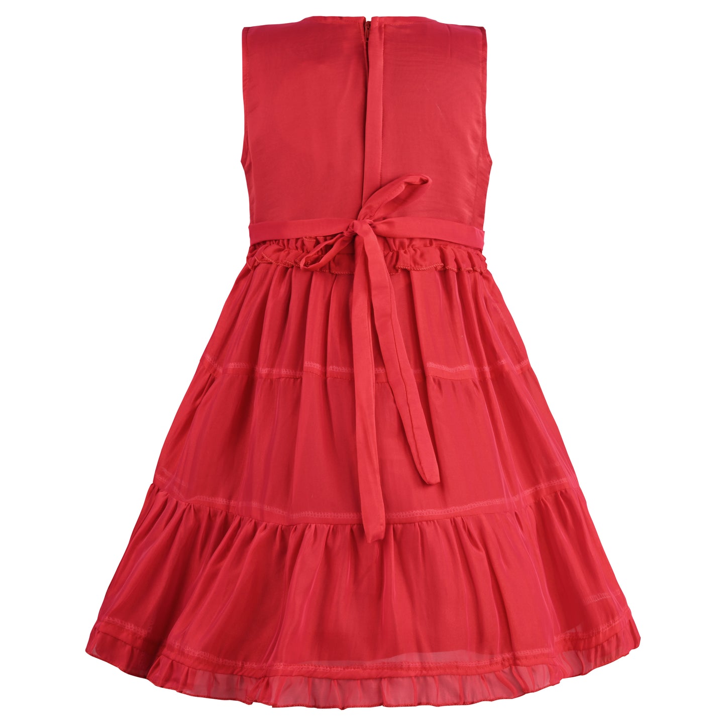 Girls Solid Pleated A-Line Frock Dress