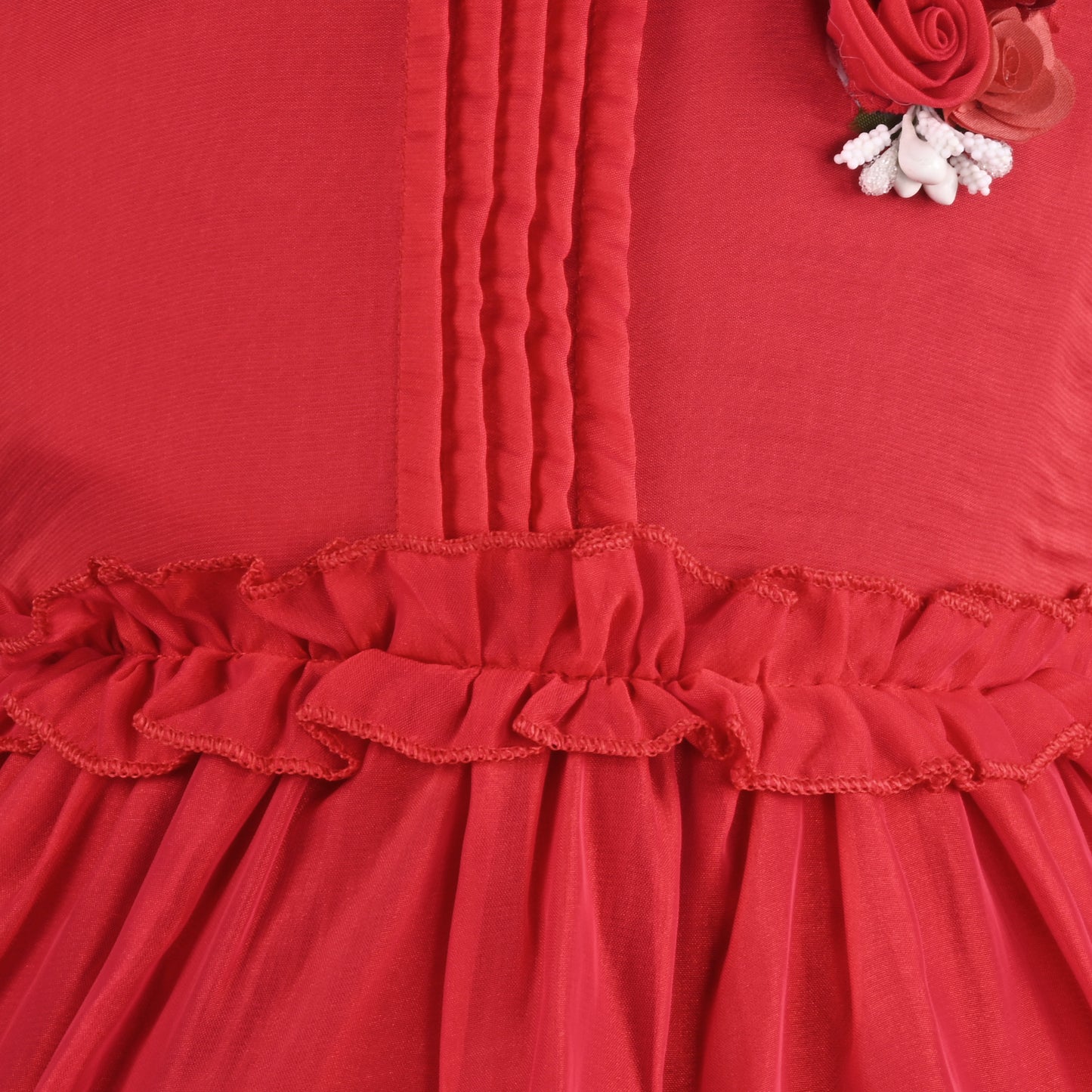 Girls Solid Pleated A-Line Frock Dress