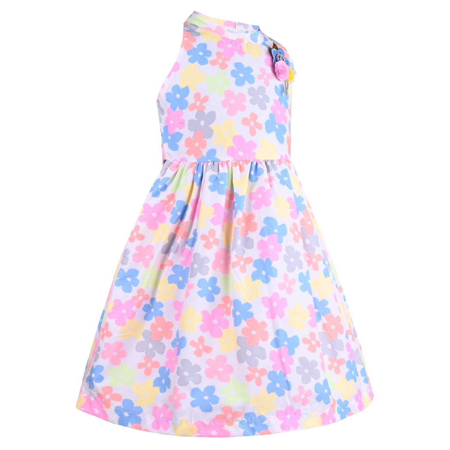 Girls Floral Print A-Line Frock Dress