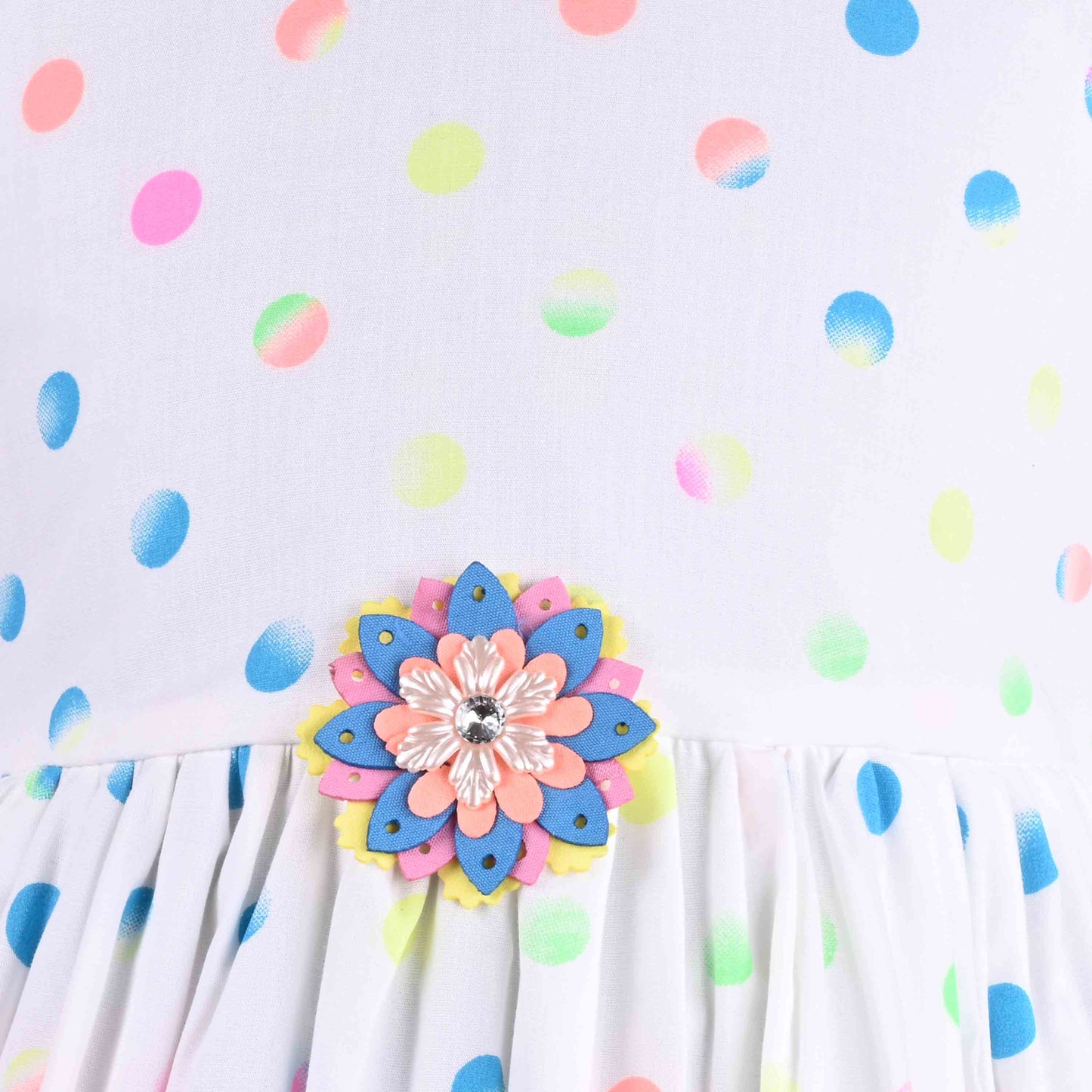 Girls Polka Print Fit and Flare Frock Dress