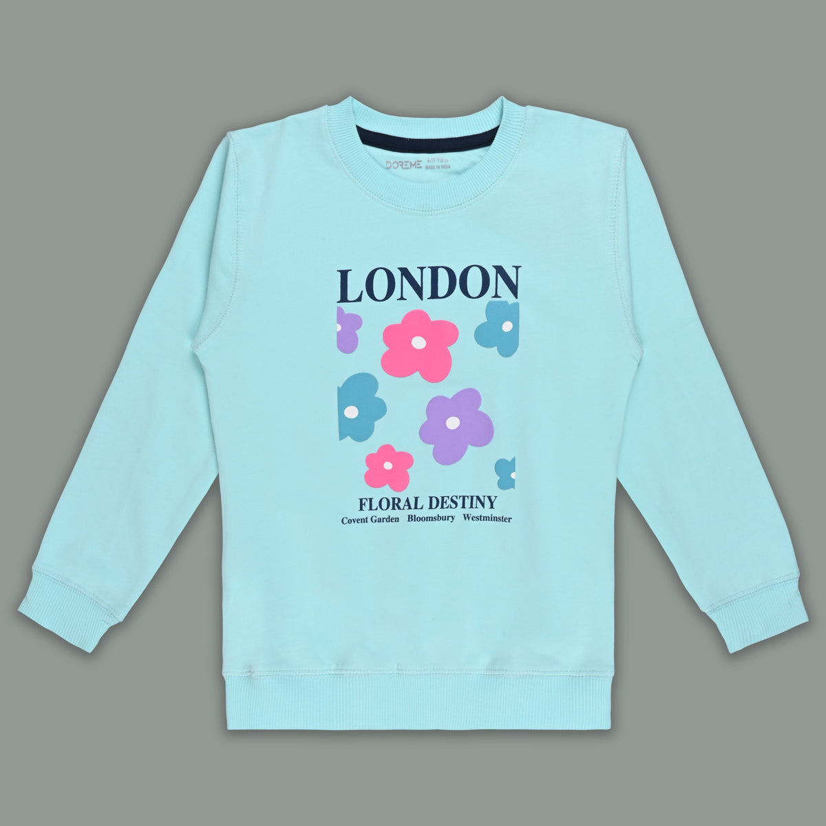 Girls Cotton Blend Sweatshirt – Floral Print Winter Wear