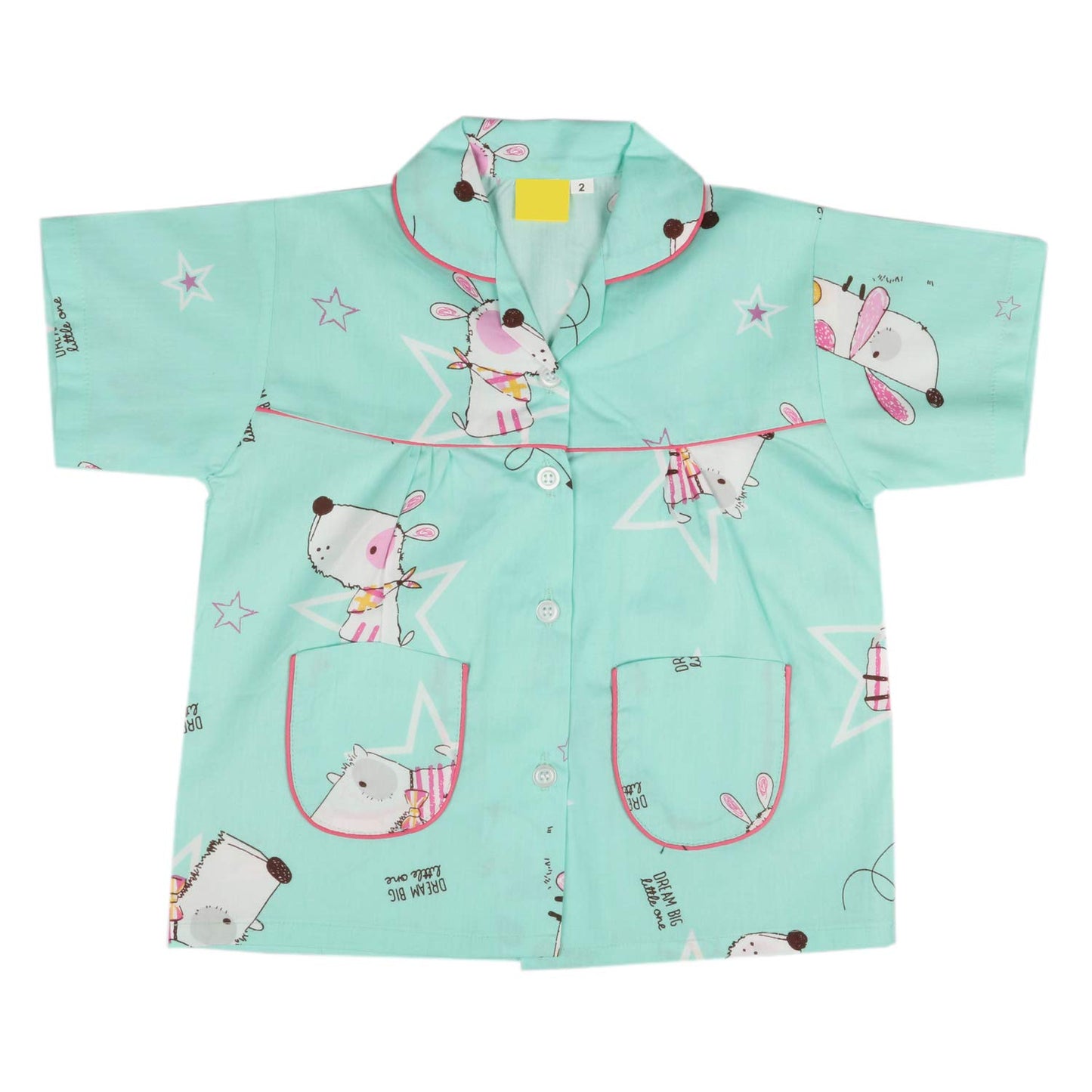 Wish Karo Cotton Printed Top & Bottom Pajama Set Night Dress for Boys & Girls-(ND11lb)