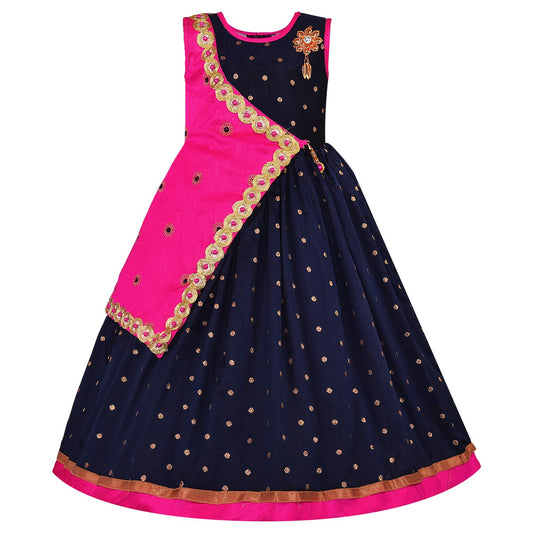 Girls Embellished Layered Fit and Flare Dress