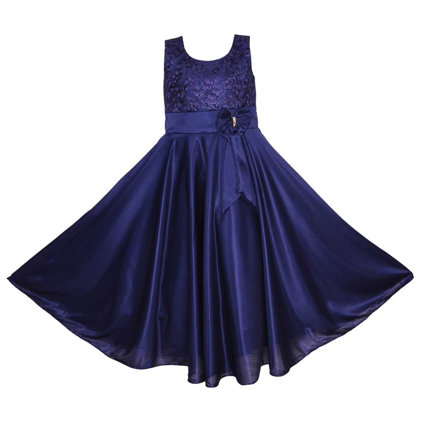 Women Partywear Long Dress Gown DN - (WLF138) blu - Wish Karo Dresses
