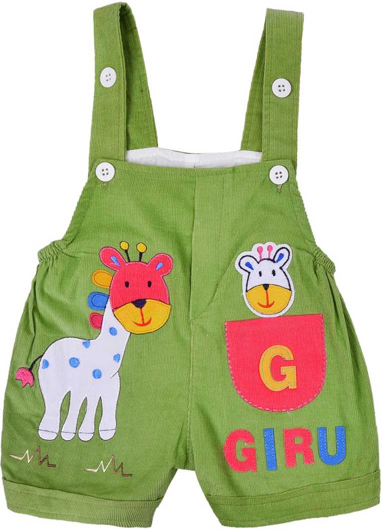 Wishkaro  Dungaree For Boys & Girls Casual Animal Print Polycotton(bt08grn)