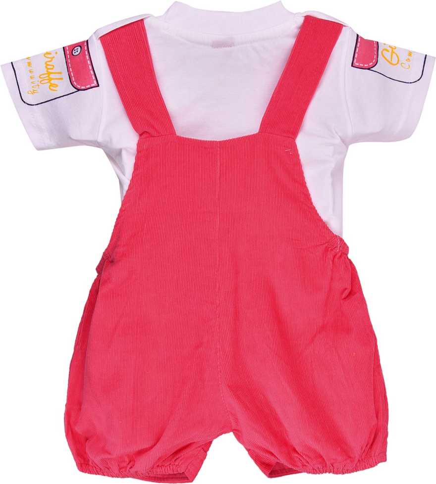 Wishkaro  Dungaree For Boys & Girls Casual Animal Print Polycotton  (bt08pnk)