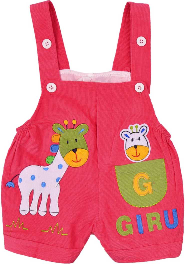 Wishkaro  Dungaree For Boys & Girls Casual Animal Print Polycotton  (bt08pnk)