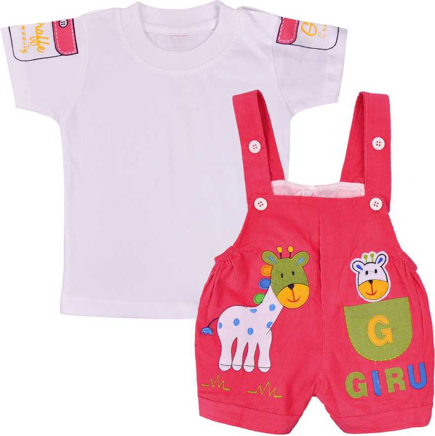 Wishkaro  Dungaree For Boys & Girls Casual Animal Print Polycotton  (bt08pnk)