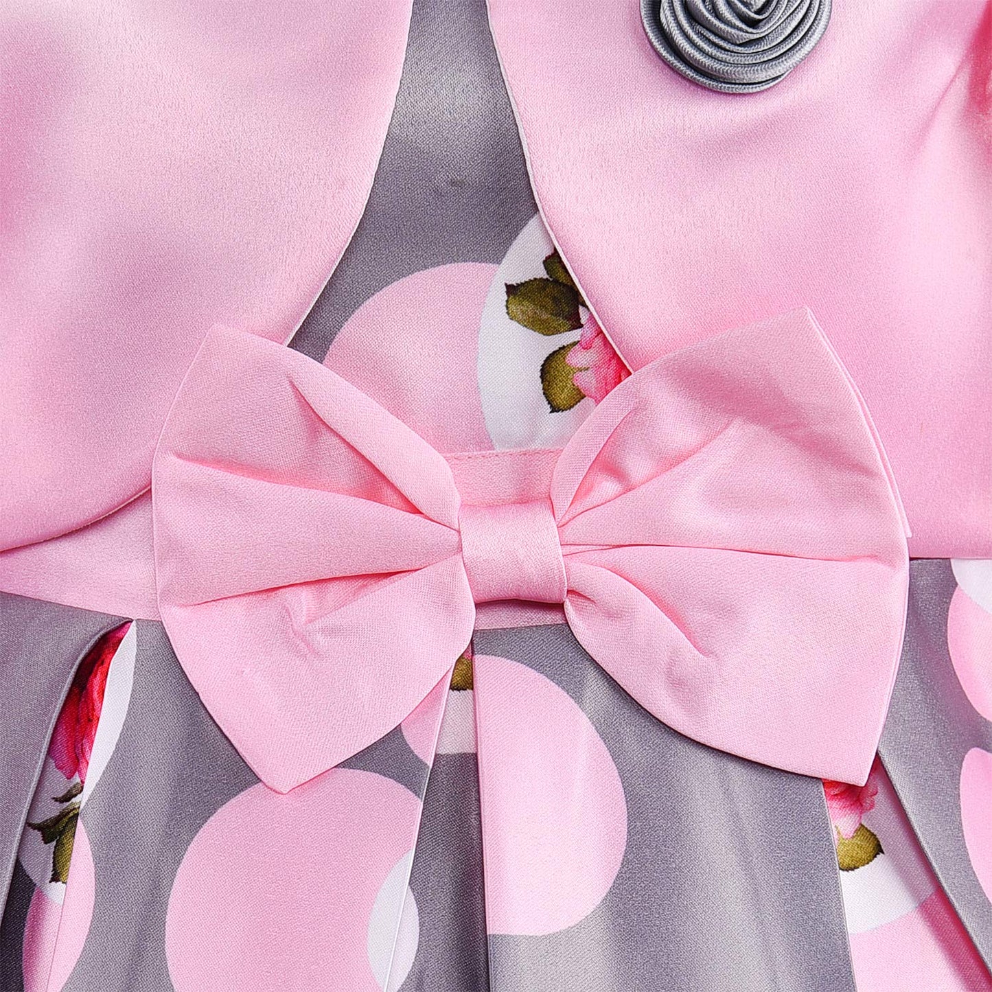 Girls Floral Printed Layered Pleated Dress