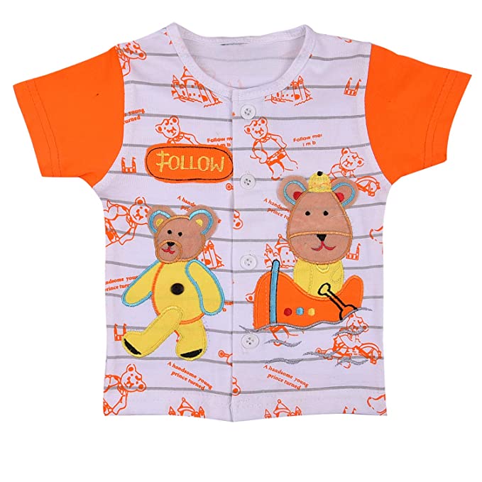 Wish Karo Unisex Cotton Animal Print T-Shirt and Short Set for Baby Boys - Baby Girls (Bt10org)