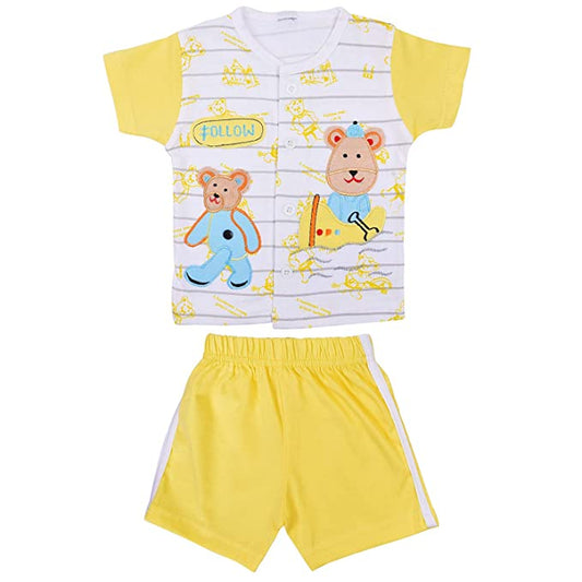 Wish Karo Unisex Cotton Animal Print T-Shirt and Short Set for Baby Boys - Baby Girls (Bt10y)