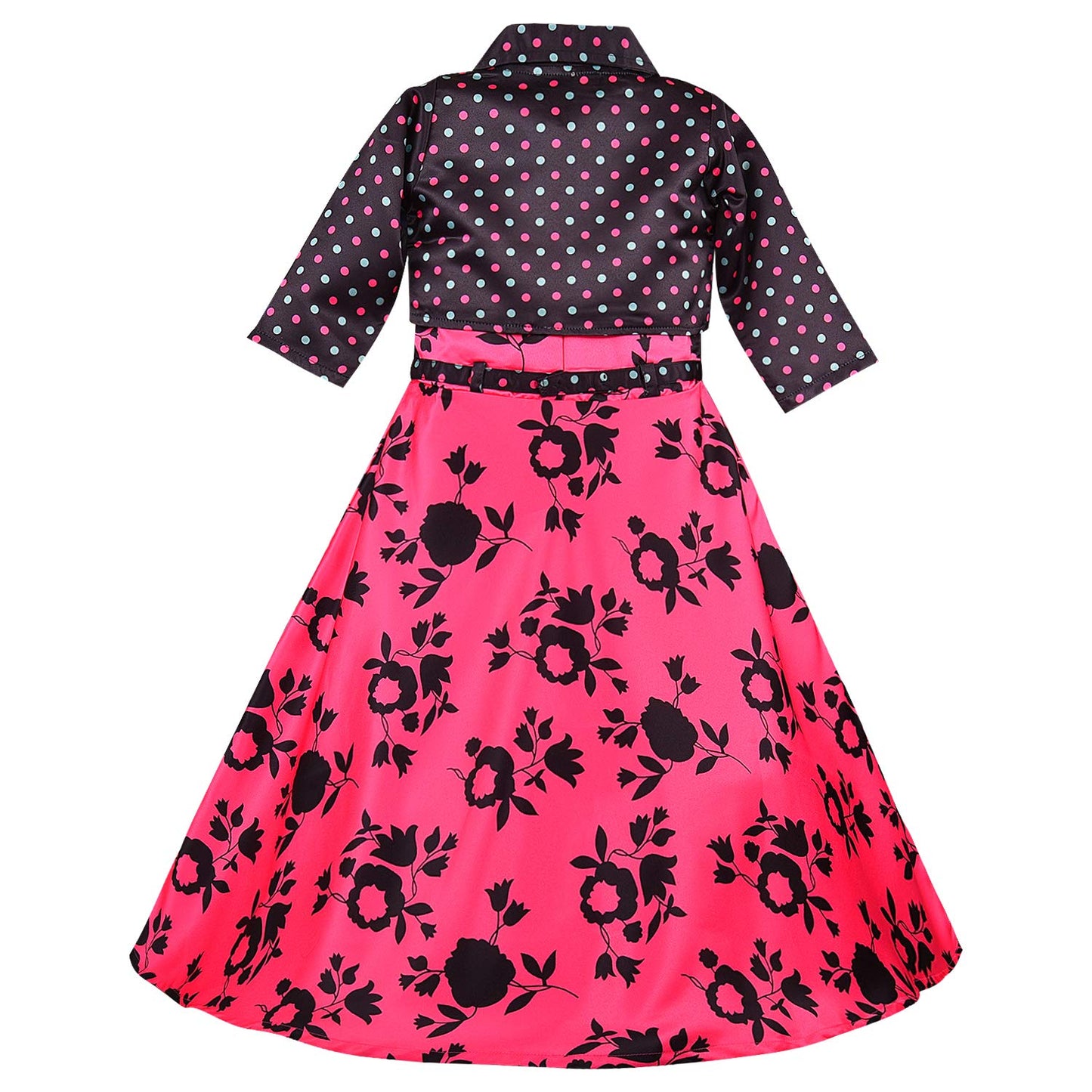 Wish Karo Girls Long Gown Dress with Jacket-(LF216pnk)
