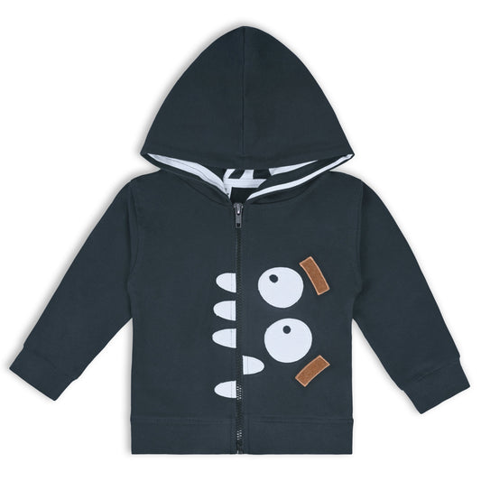 Wishkaro Unisex Cotton Applique Full Sleeve Hooded Sweatshirt-T302dgry