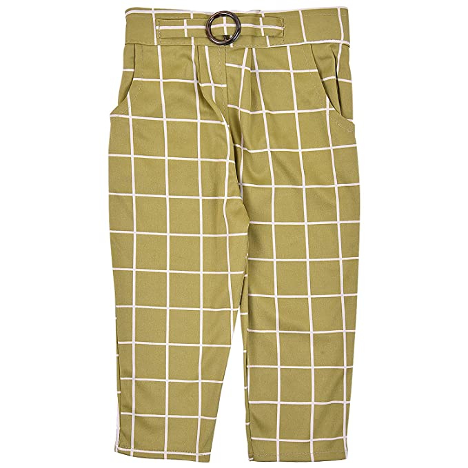 Girls Polka Dot Layered Top and Checkered Pants Set