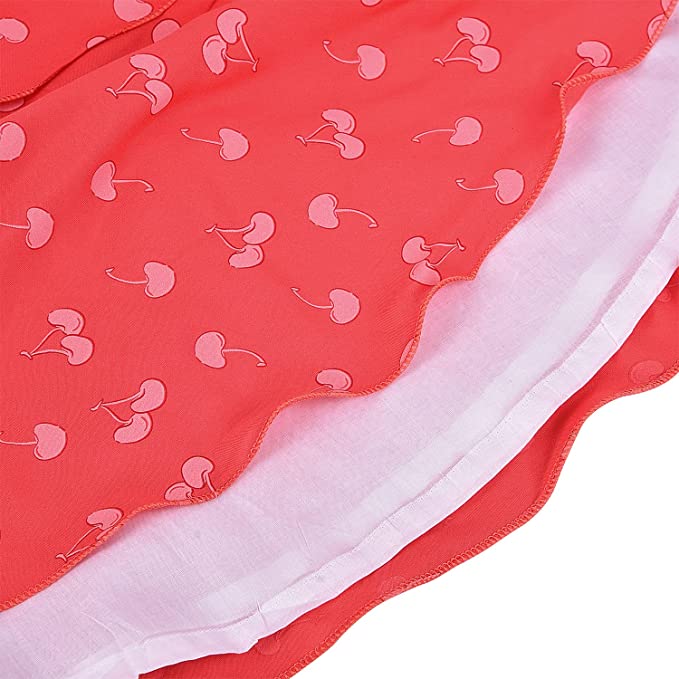 Baby Girl's Cherry Print Casual Summer Frock-(csl338pch)