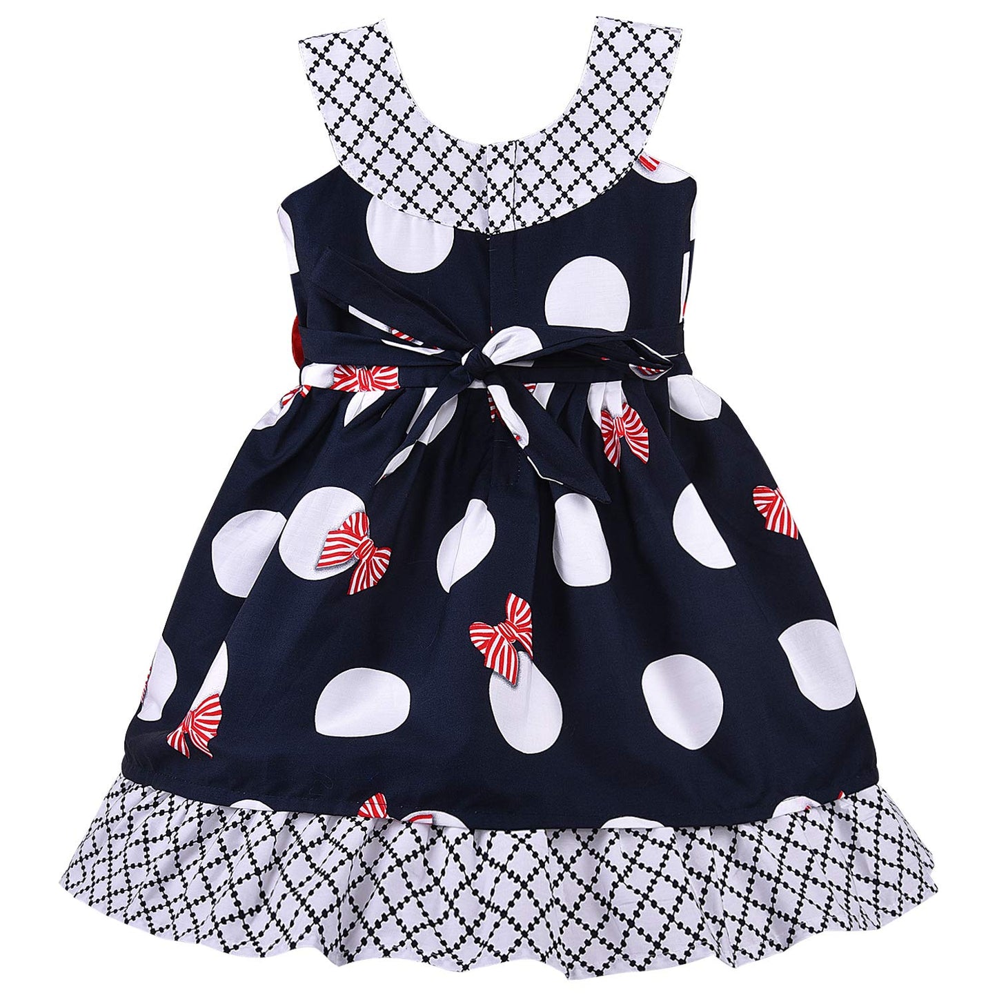 Girls Printed Bow Cotton Casual Dress