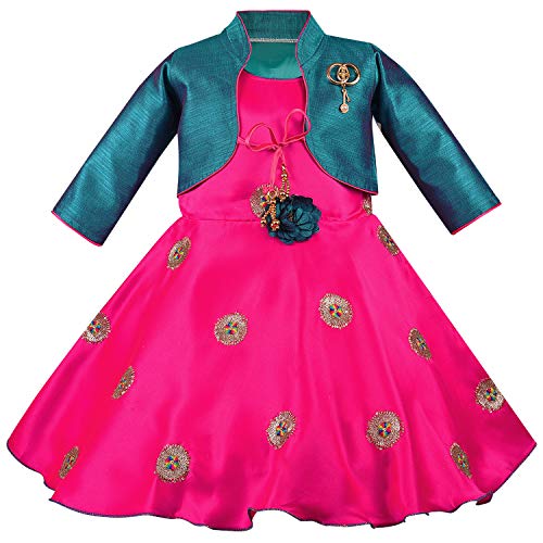 Girls Floral Embroidered Fit and Flare Dress
