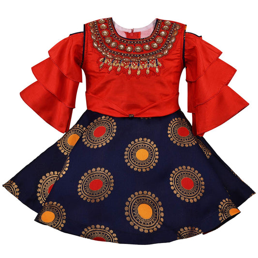 Girls Embellished Fit and Flare Ethnic Dress