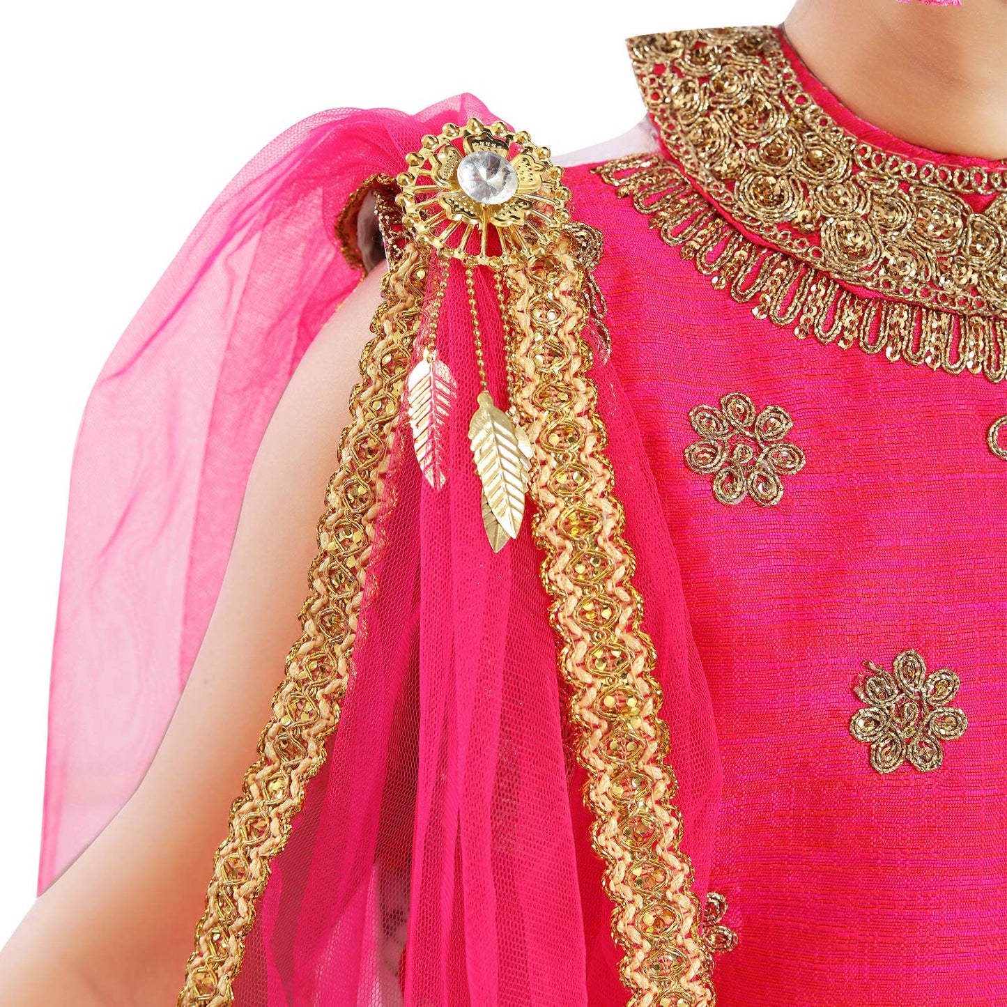 Girls Beads and Stone Embellished Ethnic Maxi Dress