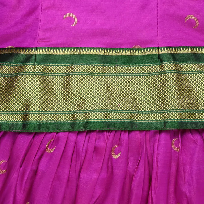 Girls Zari Border Silk Pattu Pavadai Set