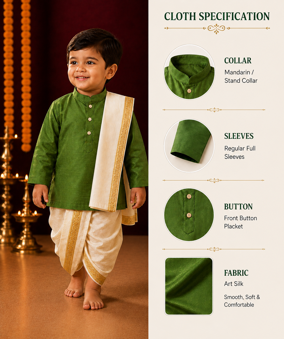 Ethnic Art Silk Kurta Dhoti SetArt Silk Kurta Dhoti Set