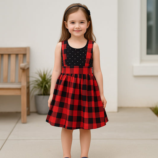 Girls Checkered Cotton Summer Casual Dress