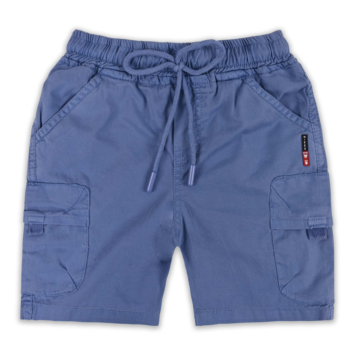 Boys Cotton Denim Cargo Shorts with Drawstring Waist