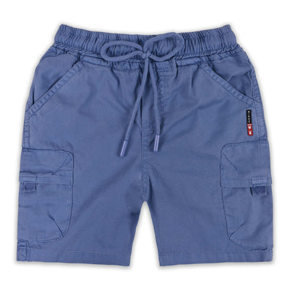 Boys Cotton Denim Cargo Shorts with Drawstring Waist