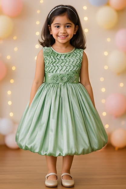 Girls Solid No Sleeve Fit and Flare Frock Dress
