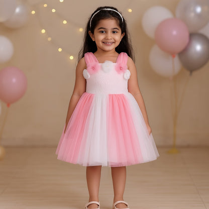 Girls Flower detailed Embellished Fit and Flare Dress