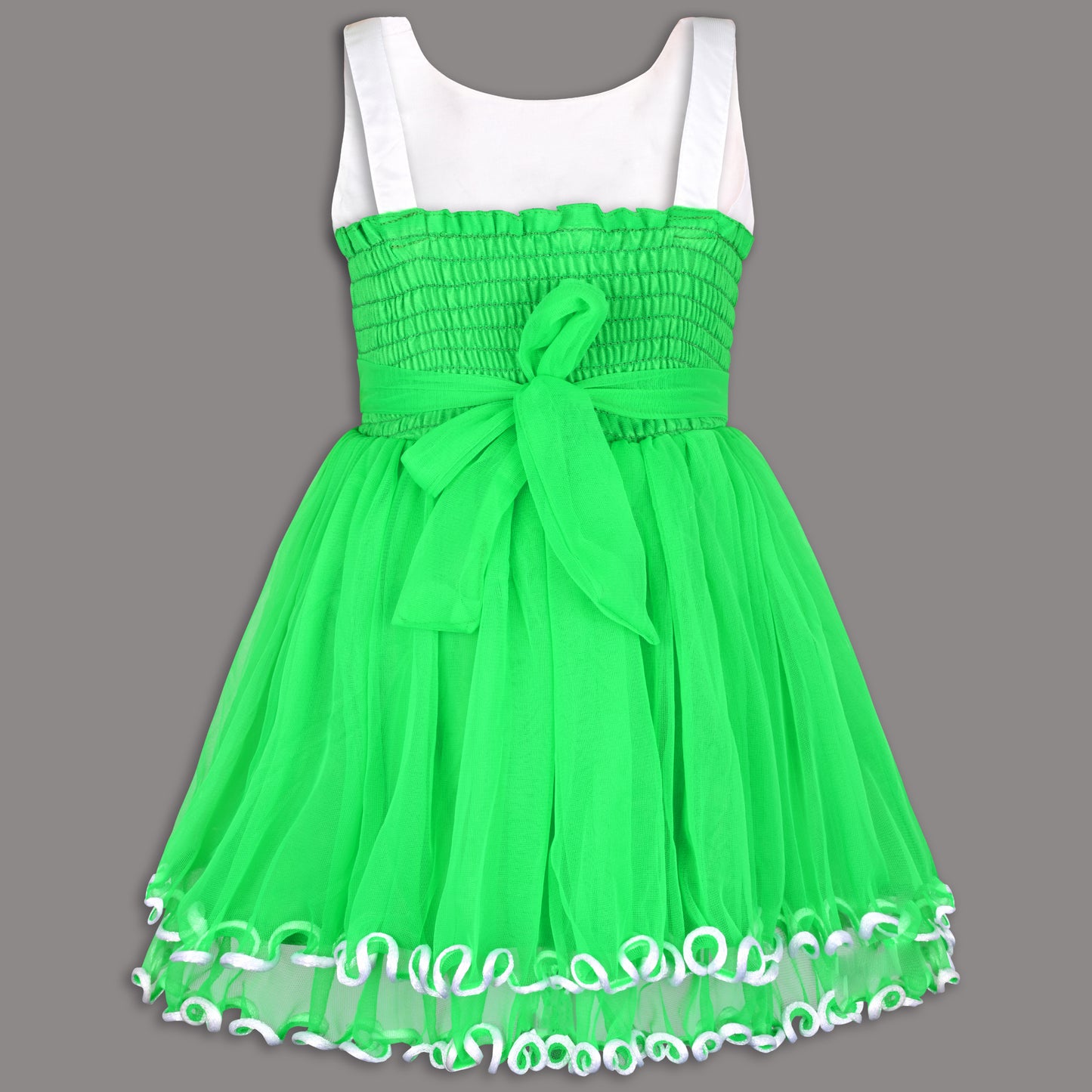 Girls Floral Applique Tricolor Independence Day Special Dress