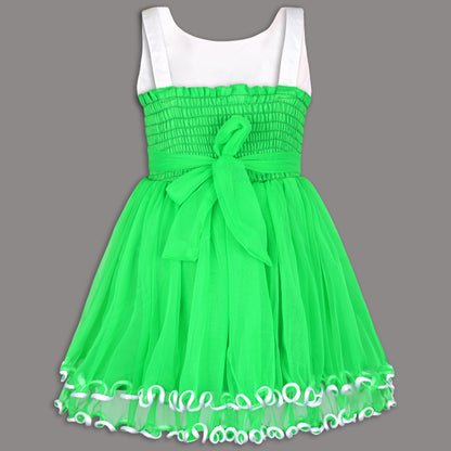 Girls Floral Applique Tricolor Independence Day Special Dress
