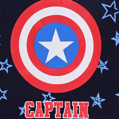 Boys Cotton Blend Captain America Printed Full Sleeve T-Shirt | Marvel Superhero Top