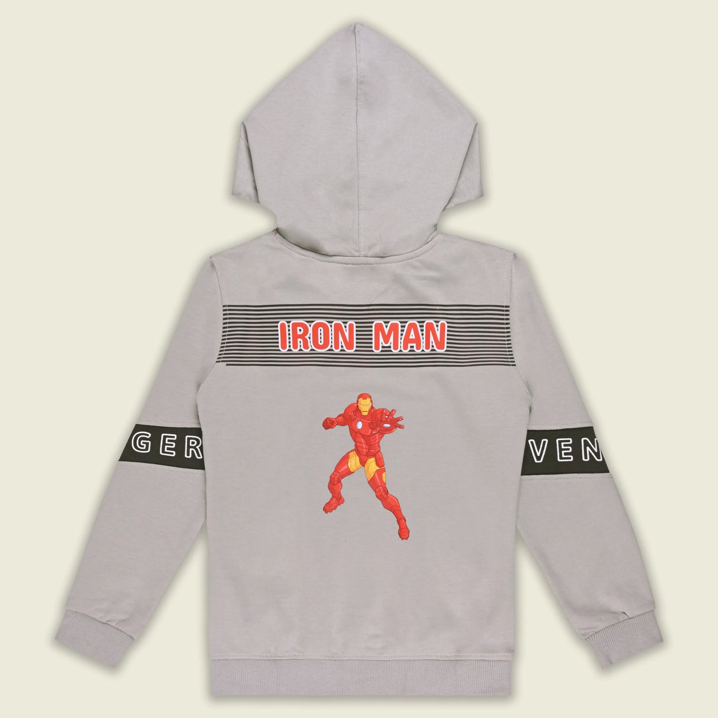 Boys Cotton Blend Marvel Hoodie | Iron Man Printed Hooded Sweatshirt with Avengers Sleeve Design