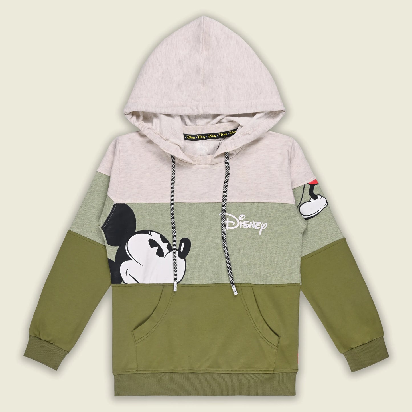 Boys Cotton Blend Disney Hoodie | Mickey Mouse Printed Hooded Sweatshirt with Kangaroo Pocket