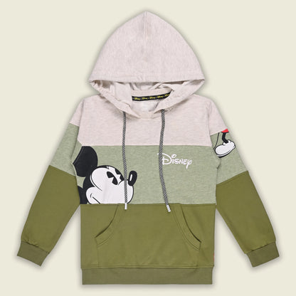 Boys Cotton Blend Disney Hoodie | Mickey Mouse Printed Hooded Sweatshirt with Kangaroo Pocket
