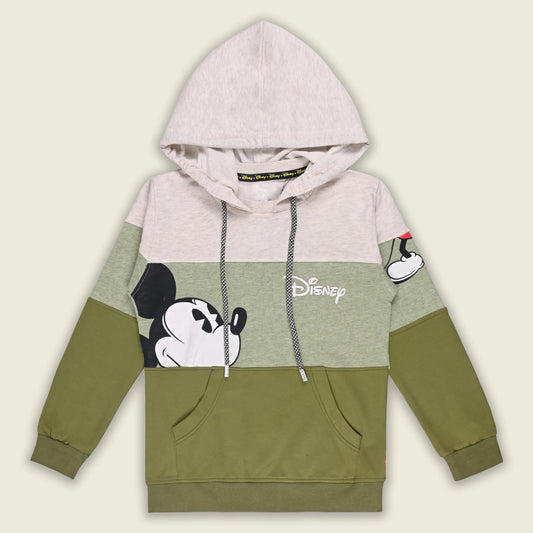 Boys Cotton Blend Disney Hoodie | Mickey Mouse Printed Hooded Sweatshirt with Kangaroo Pocket