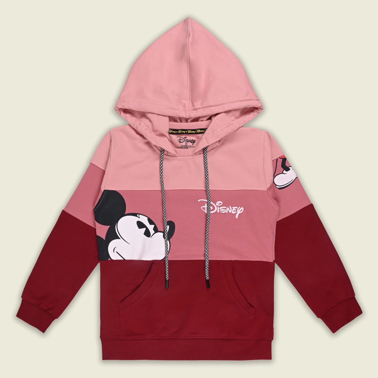 Boys Cotton Blend Disney Hoodie | Mickey Mouse Printed Hooded Sweatshirt with Kangaroo Pocket